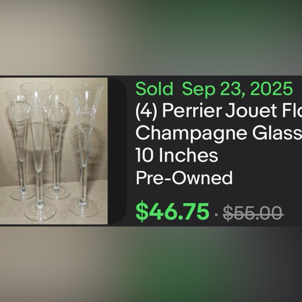 🍾 lot 4 PERRIER JOUET trumpet Champagne Flutes glasses NWT France white floral - Picture 8 of 9